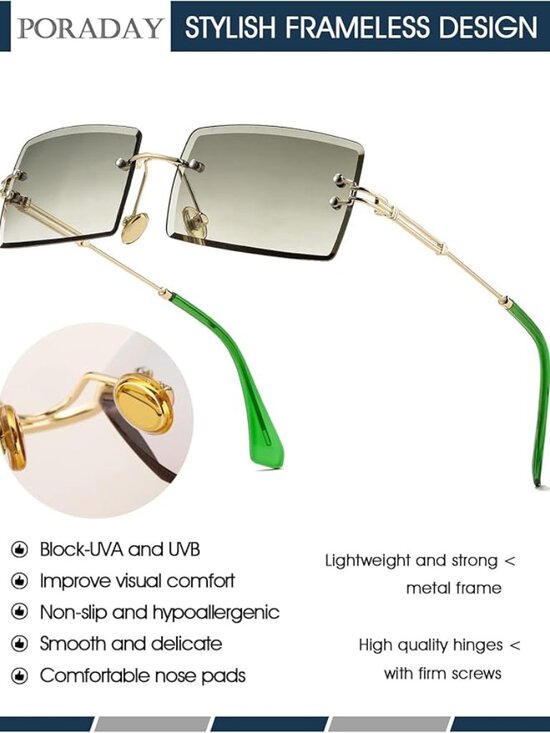 Vintage Rimless Square Sun Glasses main image 5